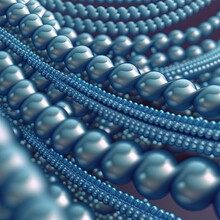 3D Illustration Of Blue Strings Of Pearls (closeup)