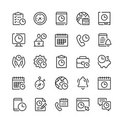 Sticker - Time management line icons. Outline symbols. Vector line icons set