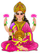 Lakshmi Mother Goddess, Goddess of Prosperity, Hindu illustration.