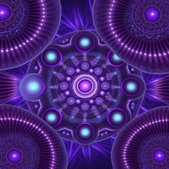 Wall Mural - abstract fractal violet background with crossing circles and ovals. disco lights background.
