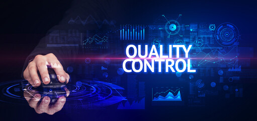 hand holding wireless peripheral, modern technology concept