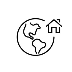Wall Mural - home icon on earth globe. user location icon. pixel perfect, editable stroke
