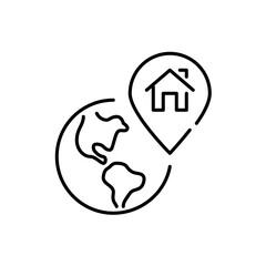 Wall Mural - home delivery address on earth globe. pixel perfect, editable stroke icon