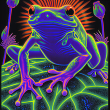 Black Light Poster Style Frog, AI