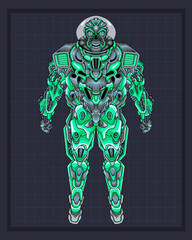 Wall Mural - Mecha body robot illustration, this is an ideal vector illustration for mascots and tattoos or T-shirt graphics