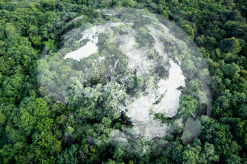 Wall Mural - aerial view of dark green forest Abundant natural ecosystems of rainforest. Concept of nature  forest preservation and reforestation.