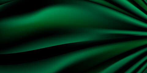 Silky emerald green background abstract wavy elements for presentation background design.