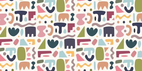 Sticker - Abstract shape pattern design. Trendy shape for background in retro naive style. Wallpaper in nature theme