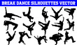 Break Dance Silhouettes Vector | Break Dance SVG | Clipart | Graphic | Cutting files for Cricut, Silhouette
