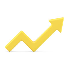 angled dynamic arrow increase and recession part upward pointer yellow realistic 3d icon