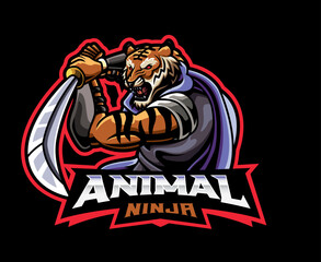 Wall Mural - Tiger ninja mascot logo design
