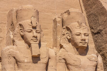Egypt, Aswan Governorate, Giant Statues At Entrance Of Great Temple Of Rameses II