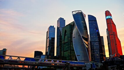 Wall Mural - Hyper lapse of finance center of Moscow. Moscow-City	
