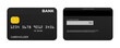 Debit or credit bank card with front and back sides, vector illustration.