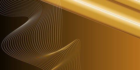 Vector golden brown abstract background with waves and stripes.