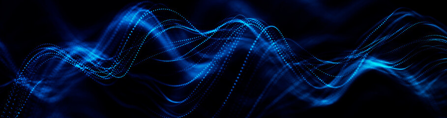 Wall Mural - abstract wave of connected hexagons. futuristic polygonal background. artificial intelligence. big d