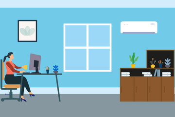 Wall Mural - Office Work Illustration