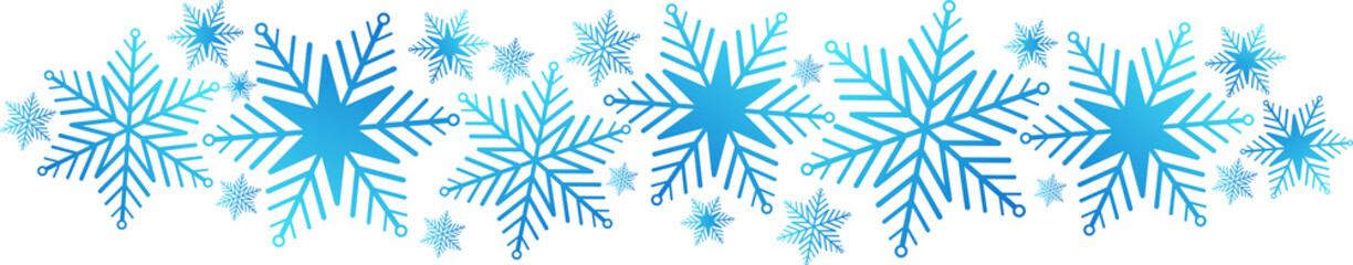 Wall Mural - Blue banner with composed of snowflakes on transparent background