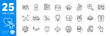 © blankstock - Outline icons set. Air balloon, Stars and Battery charging icons. Cloud share, Teamwork, Skin moisture web elements. Report, Social care, Touchscreen gesture signs. Secret gift. Vector