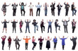 © ASDF - collage of people joyful energetic full length isolated