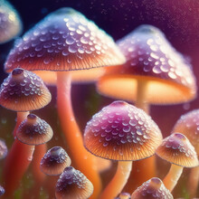 Dewy Macro Magic Mushrooms.
