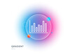 © blankstock - Column chart line icon. Gradient blur button with glassmorphism. Financial graph sign. Stock exchange symbol. Business investment. Transparent glass design. Bar diagram line icon. Vector
