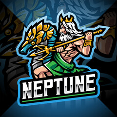 Poster - Neptune god esport mascot logo design