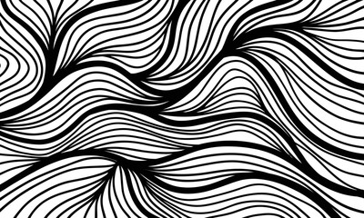 Poster - hand drawn abstract black and white pattern. line art texture