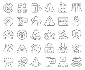 Leinwandbilder - Traffic line icons collection. Thin outline icons pack. Vector illustration eps10
