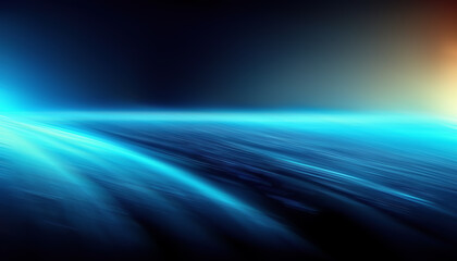 Wall Mural - Fluorescent glow. Space light. Cosmic radiance. Blur neon blue orange color rays flare motion on dark black collage abstract background.