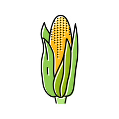 Sticker - corn cob yellow plant color icon vector illustration