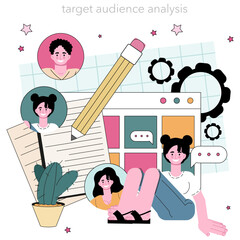 Wall Mural - content filling concept. target audience analysis and making responsive