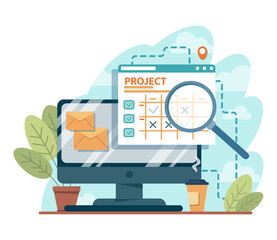 Project tracking concept. Successful business project planning