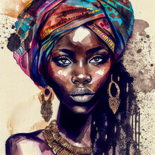 Portrait Of A African Woman, Generative AI Illustration