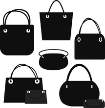 Vector Icons Of Various Women's Handbags For Design