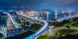 Panorama of Cargo Port and Highway in Hong Kong city
