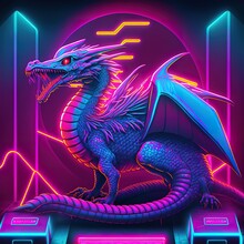 Synth Wave Dragon Illustration