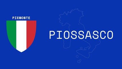 Piossasco: Illustration mit dem Ortsnamen der italienischen Stadt Piossasco in der Region Piemonte