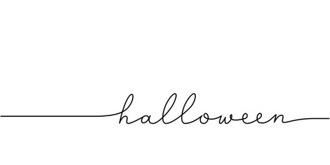 Wall Mural - halloween word - continuous one line with word. minimalistic drawing of phrase illustration.