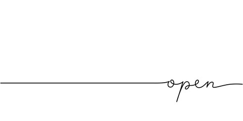 Wall Mural - open word - continuous one line with word. minimalistic drawing of phrase illustration.