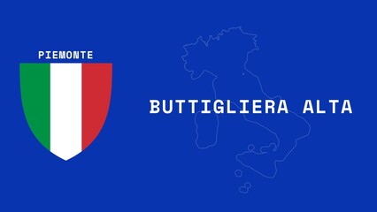 Buttigliera Alta: Illustration mit dem Ortsnamen der italienischen Stadt Buttigliera Alta in der Region Piemonte