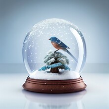 Snow Globe With A Bird On A Tree