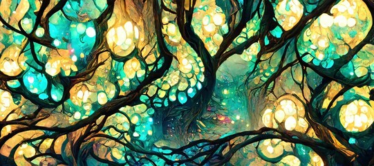 crystalline dream forest vine as wallpaper background