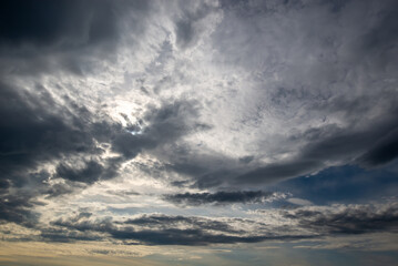 Wall Mural - beautiful moody sky with dark clouds at sunset, sky remplacement, nature background