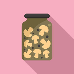 Poster - Pickled mushroom icon flat vector. Food pickle. Cooking product