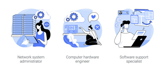 Poster - Network maintenance and administration isolated cartoon vector illustrations se