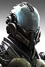 Alien Armored Cyborg Robot Android 3d Illustration, 3d Render