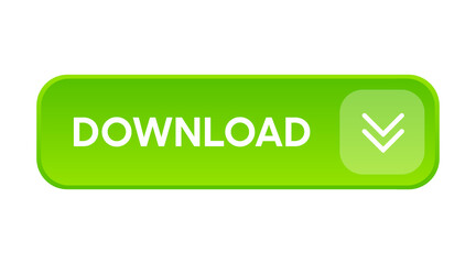 Poster - 3D green download button icon. Upload icon. Down arrow bottom side symbol. Click here button. Save cloud icon push button for UI UX, website, mobile application.