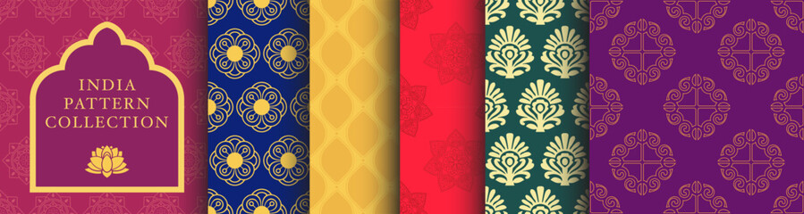 india seamless pattern collection. vector graphics in hindi style. south asia mandala yoga aesthetic