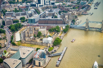 Sticker - Aerial view of Tower of London from a flying helicopter